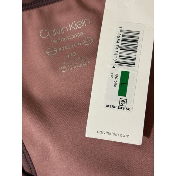 Calvin Klein Performance L Pink Camouflage Scoop Neck Racerback Crop Tank Top - Picture 6 of 6